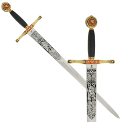 Стальной Меч Эскалибур с золотым декором