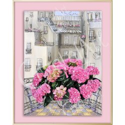 Картина Гортензия розовая c кристаллами Swarovski