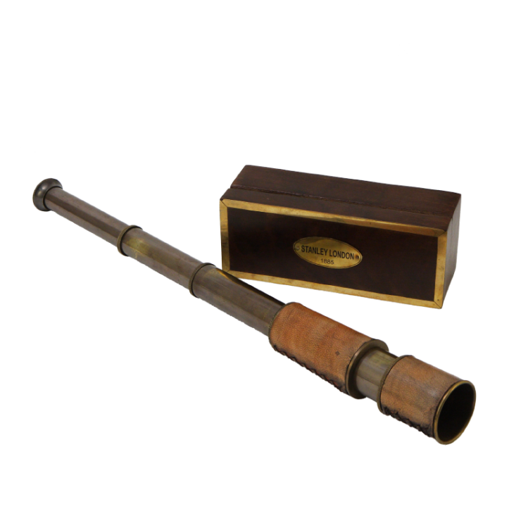 Подзорная труба с кожаным покрытием в деревянном боксе Nautical NA-2026, разборный вид