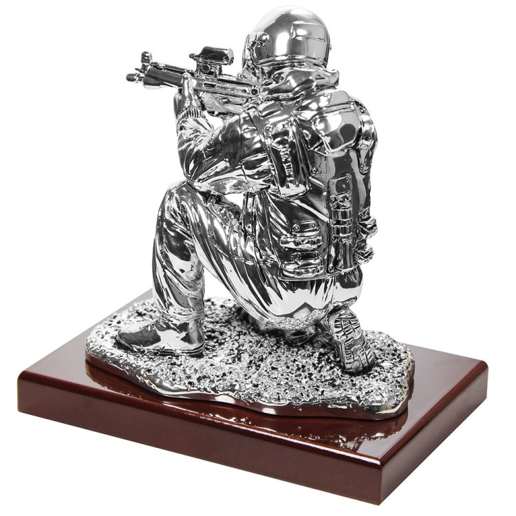 Скульптура Боец серебристый, Глянцевый