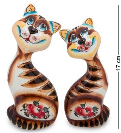 Статуэтка кошачья пара Цветная гжель