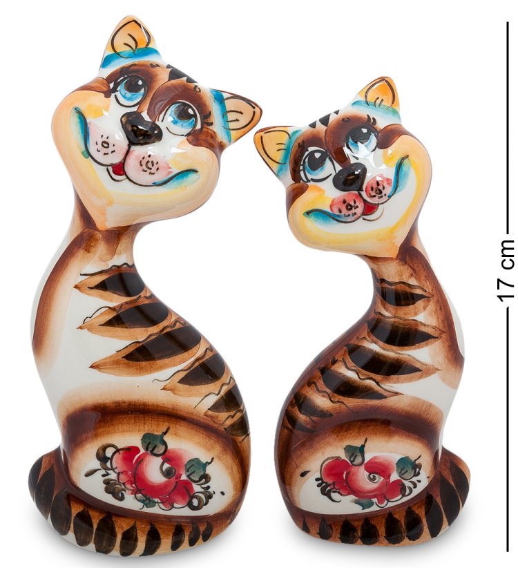 Статуэтка кошачья пара Цветная гжель ГЛ-242