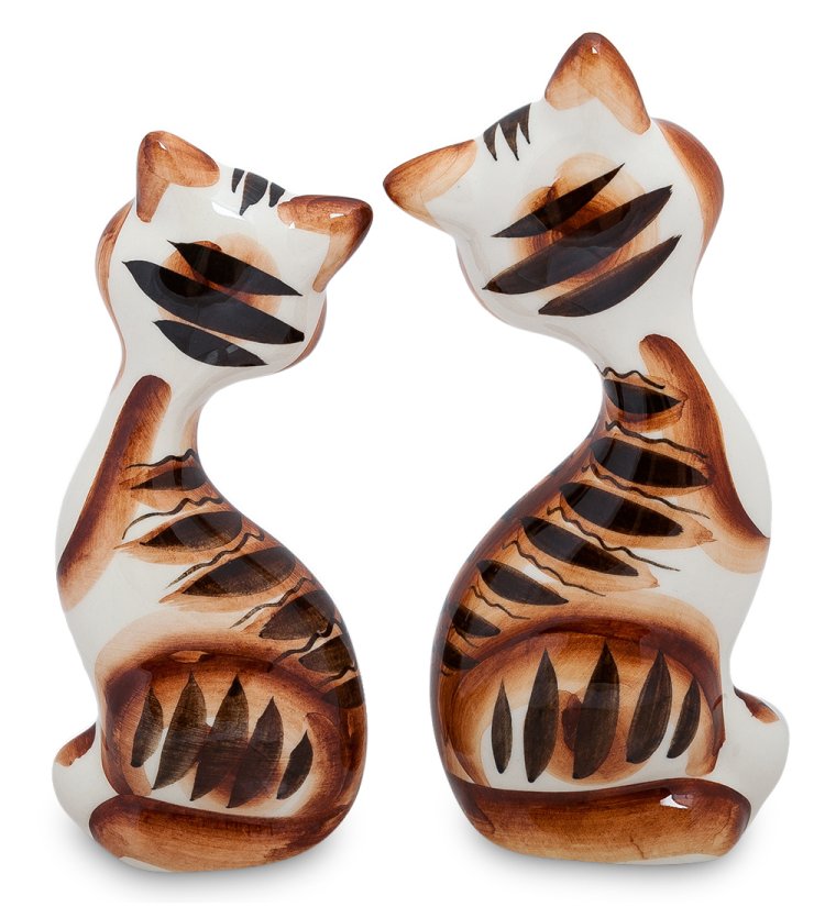 Статуэтка кошачья пара Цветная гжель ГЛ-242, фотография со спины