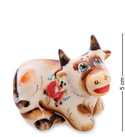 Статуэтка маленький бык символ 2021 года Цветная гжель