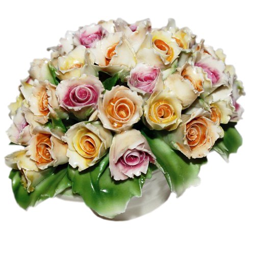 Корзина разноцветных Роз статуэтка из фарфора