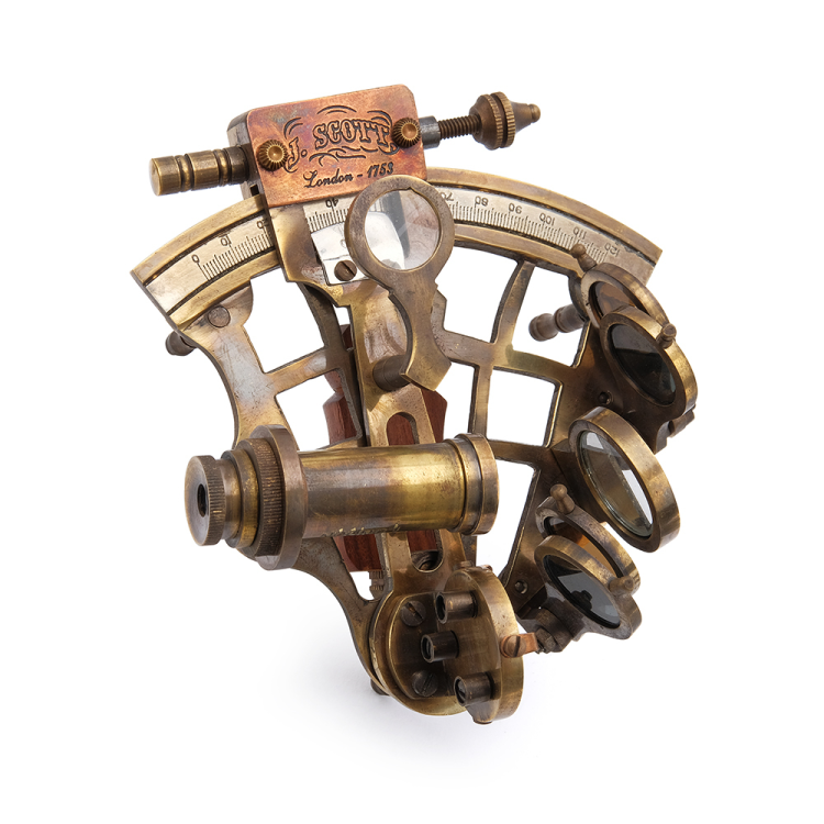 Навигационный морской секстант J. Scott 1753, оборотная сторона секстанта