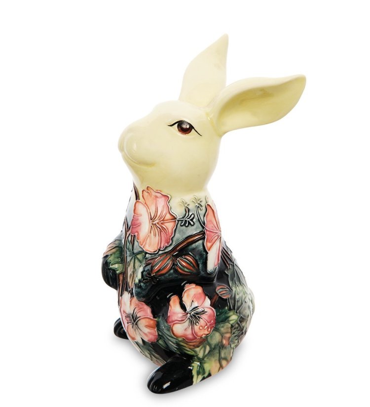 Статуэтка из фарфора Кролик с полевыми цветами Pavone JP-11/ 5, вид профиль