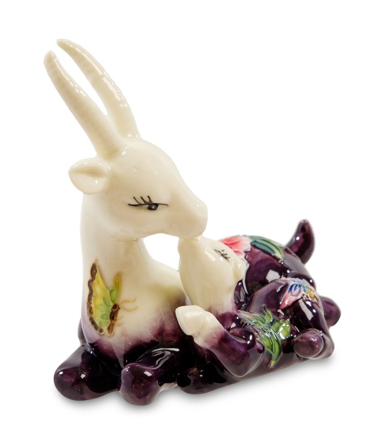 Статуэтка из фарфора Козочка с козленком Pavone JP-71/ 9, фотография сбоку