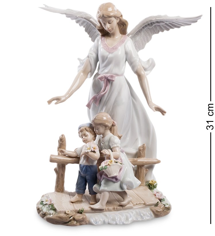 Статуэтка из фарфора Ангел с Мальчиком и Девочкой на мостике Pavone JP-10/ 16