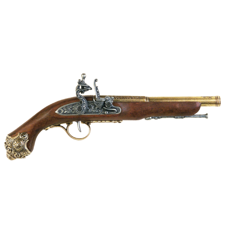 Макет Пистолета системы флинтлок, 18 век золотой Denix-1077-L