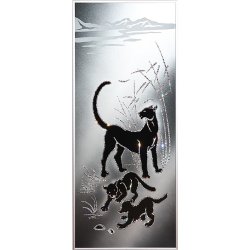 Картина Семейство пантер c кристаллами Swarovski