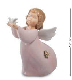 Статуэтка из фарфора Ангелочек с птичкой в руках