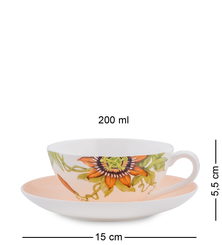 Чайный набор на 2 персоны с чайником Сады Примадонны Pavone JK- 11, фотография чайной пары