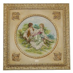 Барельеф из фарфора На лугу квадратный