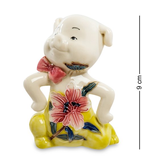 Фигурка из фарфора Поросенок с красным цветком Pavone JP-111/ 9