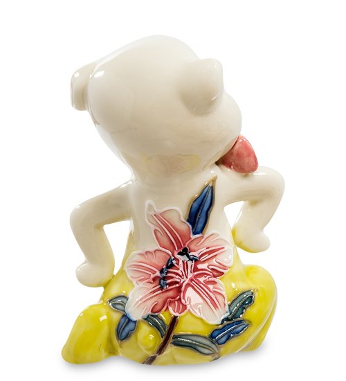 Фигурка из фарфора Поросенок с красным цветком Pavone JP-111/ 9, оборотная сторона