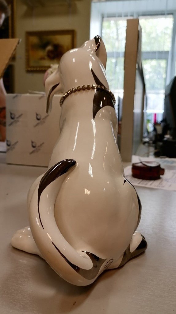 Статуэтка из керамики Щенок, белый, фото со склада оборотная сторона