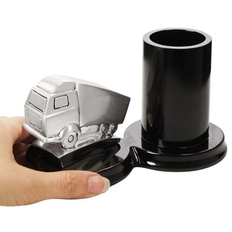 Подставка для ручек Дальнобойщику, серебристая, матовая