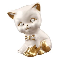 Статуэтка Маленький Белый Котёнок, Золотой декор, Правый