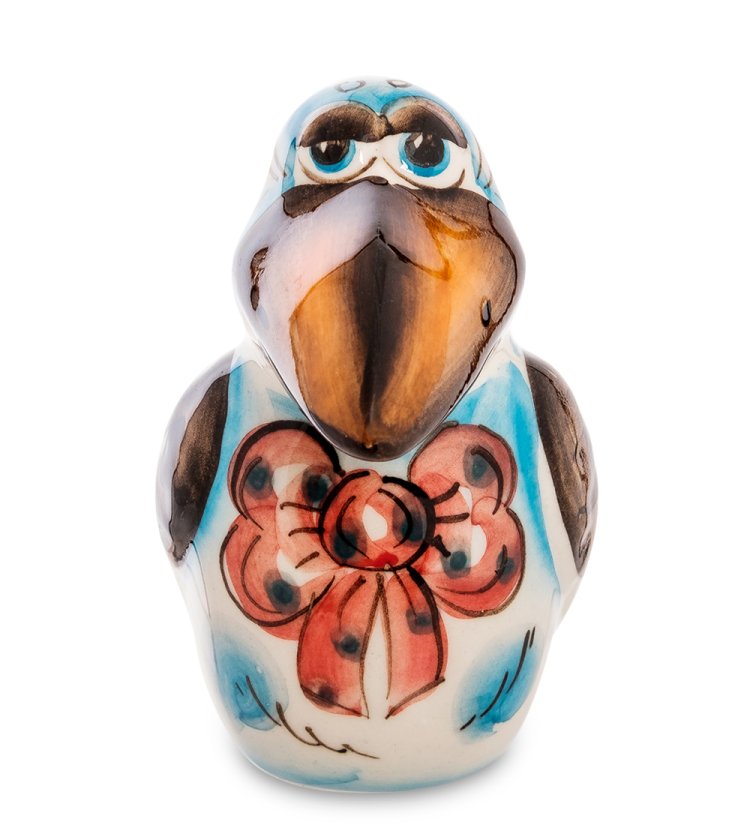 Статуэтка Ворон Цветная гжель ГЛ-593, фотография спереди