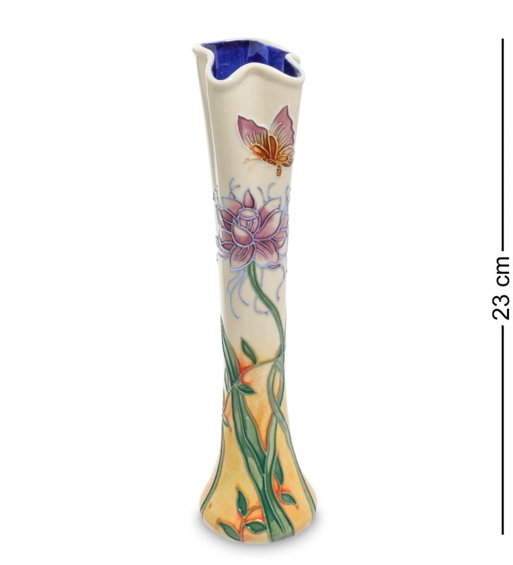 Ваза для цветов из фарфора с цветком и бабочкой Pavone JP-186/ 2