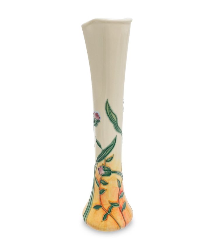 Ваза для цветов из фарфора с цветком и бабочкой Pavone JP-186/ 2, оборотная сторона