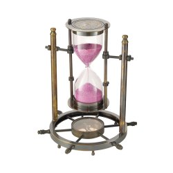 Песочные часы с компасом на латунном штурвале