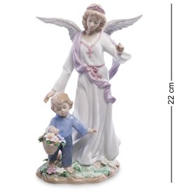 Статуэтка из фарфора Ангел с Мальчиком с корзиной цветов
