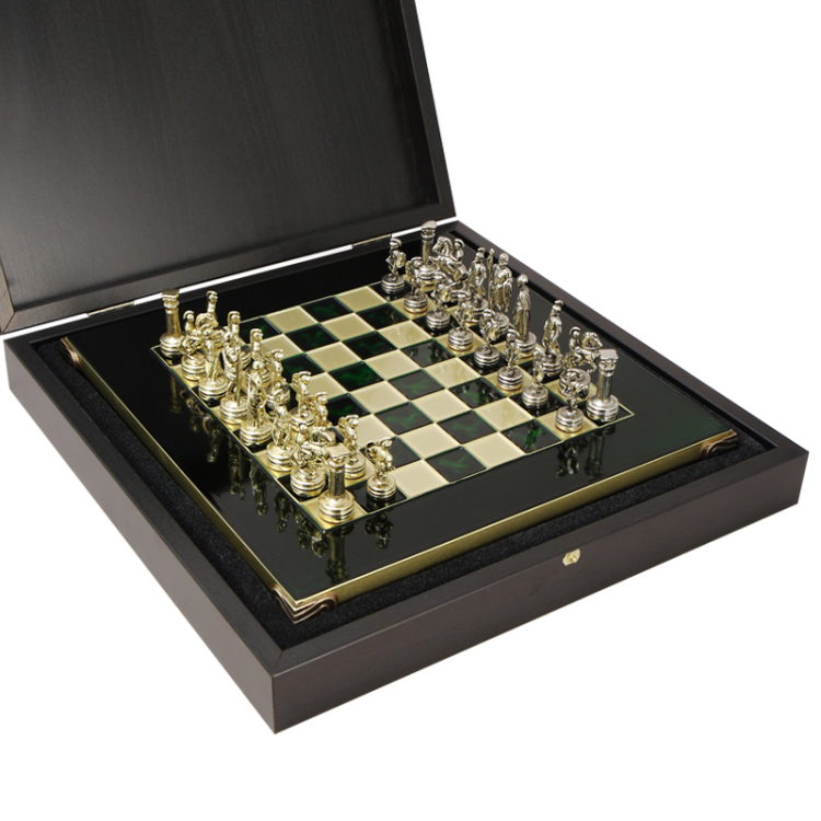 Шахматы Греко-Римский период, Зеленая доска Manopoulos MP-S-3-28-GRE, фотография в упаковке