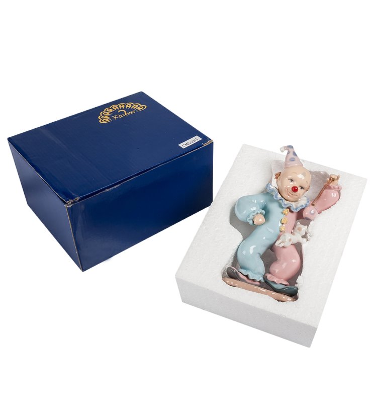 Статуэтка из фарфора Клоун с мячиком и собачкой Pavone CMS-23/ 3, фотография упаковки