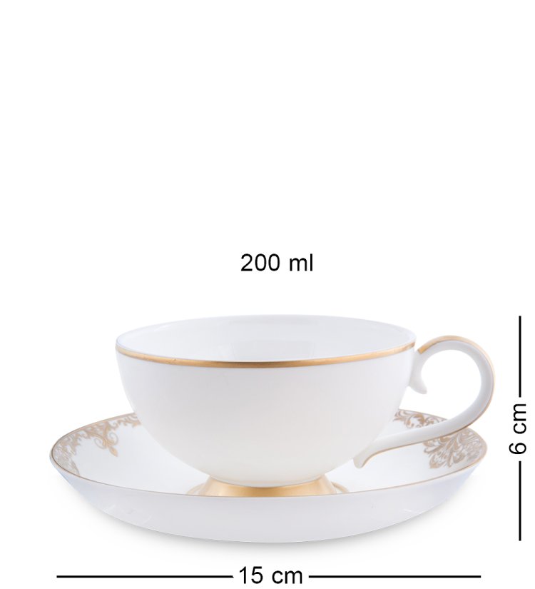 Чайный набор на 6 персон из фарфора Гармония JK- 28, фотография чайной пары