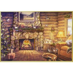 Картина У камина c кристаллами Swarovski