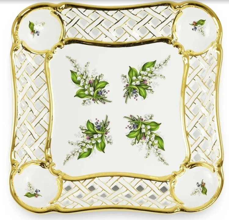 Блюдо квадратное коллекция Ландыши Migliore De Luxe, фотография сверху