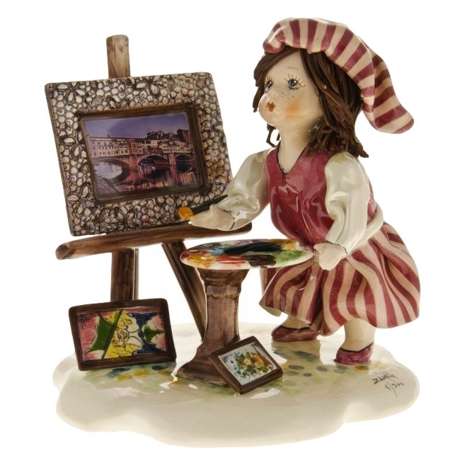 Статуэтка из фарфора Художница в лиловую полоску