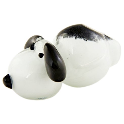 Фигурка из Муранского стекла Собака малая чёрно-белая