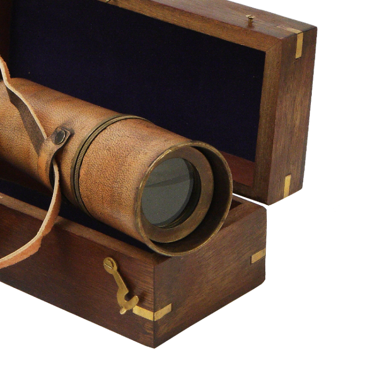 Подзорная труба в кожаном футляре-тубусе Nautical NA-2036, увеличенный вид деталей