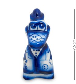 Статуэтка Крокодил Гена Голубая гжель