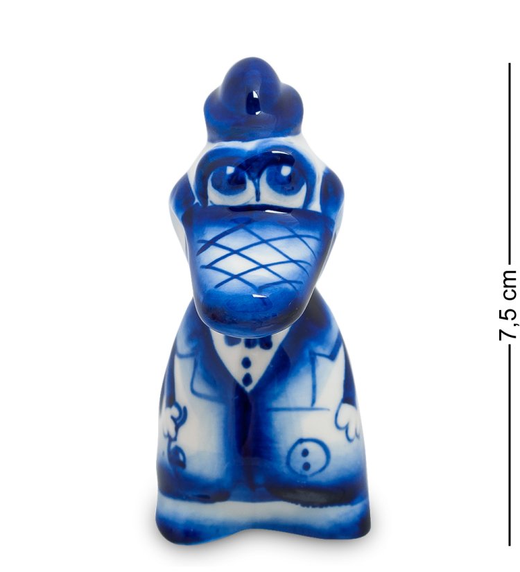 Статуэтка Крокодил Гена Голубая гжель ГЛ-207