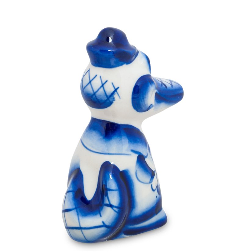 Статуэтка Крокодил Гена Голубая гжель ГЛ-207, фотография со спины