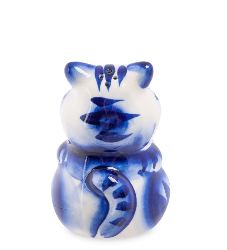 Статуэтка Кот-Мойша Голубая гжель ГЛ-369, фотография со спины