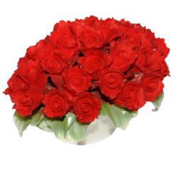 Корзина красных Роз статуэтка из фарфора