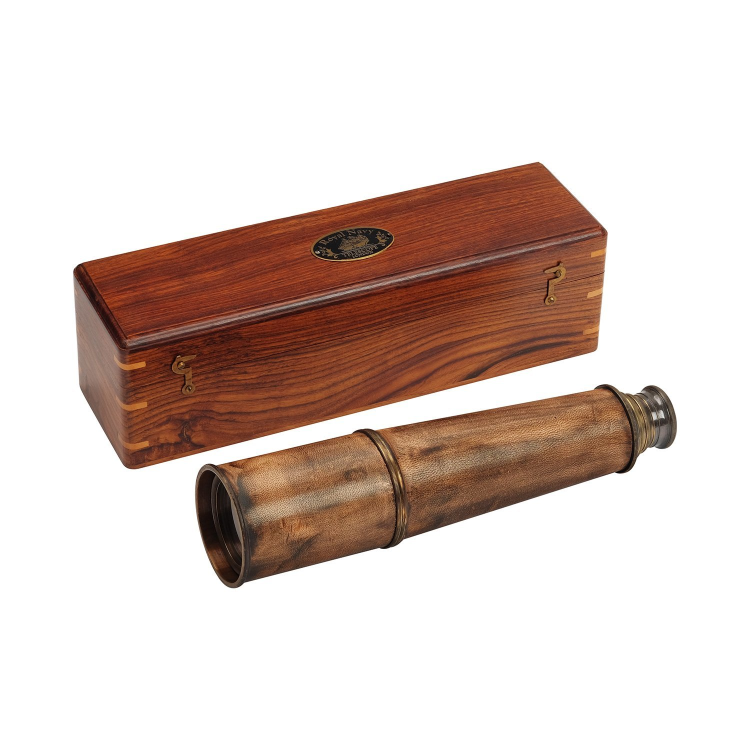 Капитанская подзорная труба в деревянной шкатулке Адмирал, сборный вид