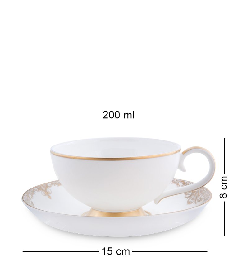 Чайный набор на 2 персоны с чайником Гармония на двоих Pavone JK- 31, фотография чашки с блюдцем