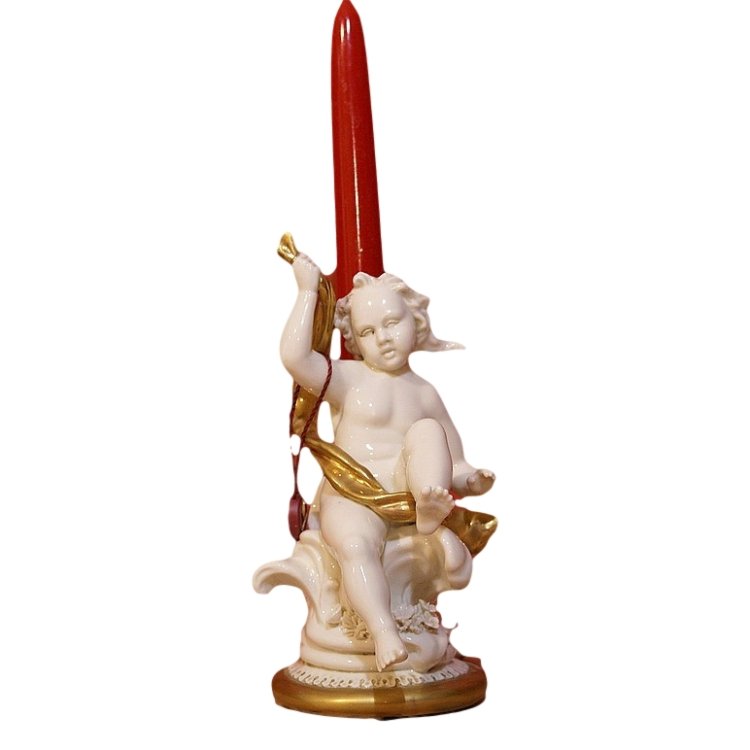 Подсвечник из фарфора Ангел с лентой (девочка)