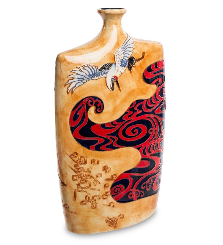 Фарфоровая Ваза для цветов с узким горлом Гейша Pavone JP-24/22, фотография сбоку