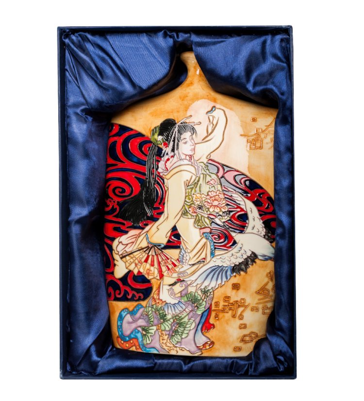 Фарфоровая Ваза для цветов с узким горлом Гейша Pavone JP-24/22, фотография в упаковке