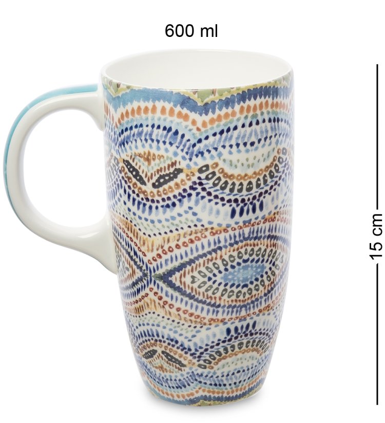 Кружка из фарфора Орнамент-Мозаика Pavone JK-282, оборотная сторона