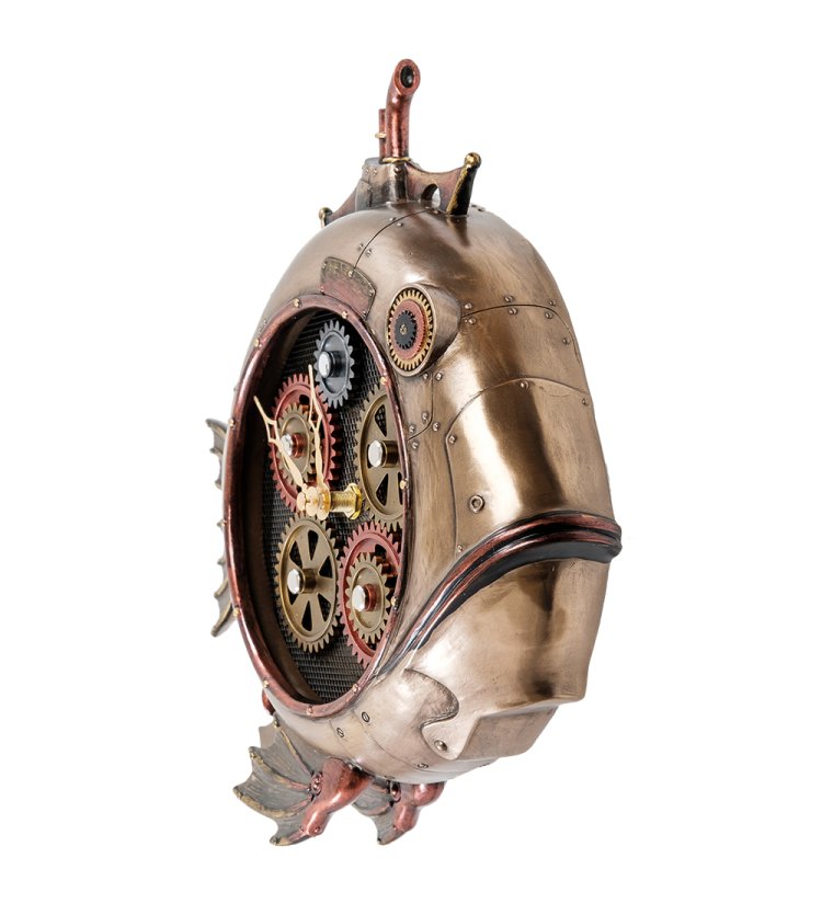 Статуэтка-часы в стиле Стимпанк Рыба Veronese WS-907, вид профиль