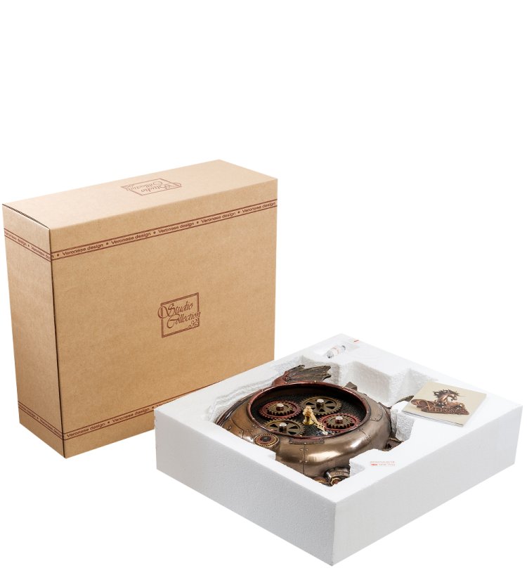 Статуэтка-часы в стиле Стимпанк Рыба Veronese WS-907, упаковочный вид