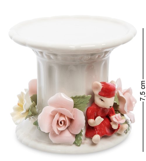 Подсвечник из фарфора Мышка с цветами Pavone CMS-62/ 2